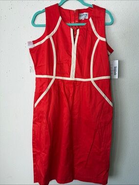Couture inc NY Sleeveless Red sheath dress in with pockets NWT 14